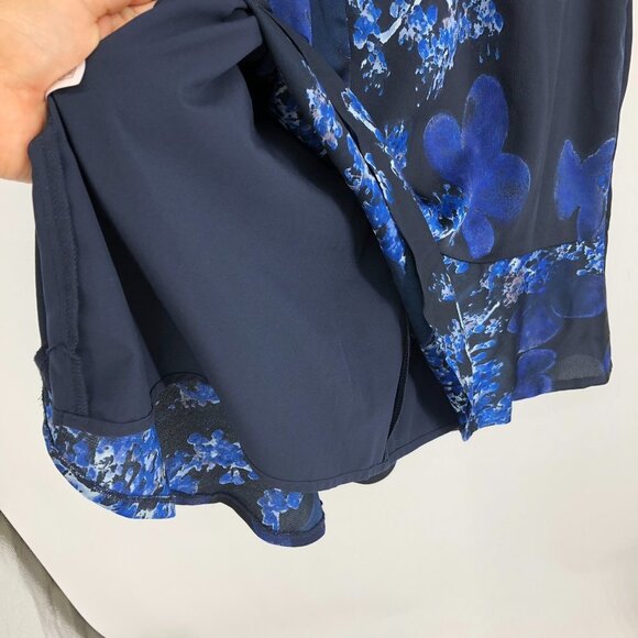 Banana Republic Dark Blue Floral 3/4 Sleeve Peplum  Hem Midi Dress 10 - Picture 13 of 16